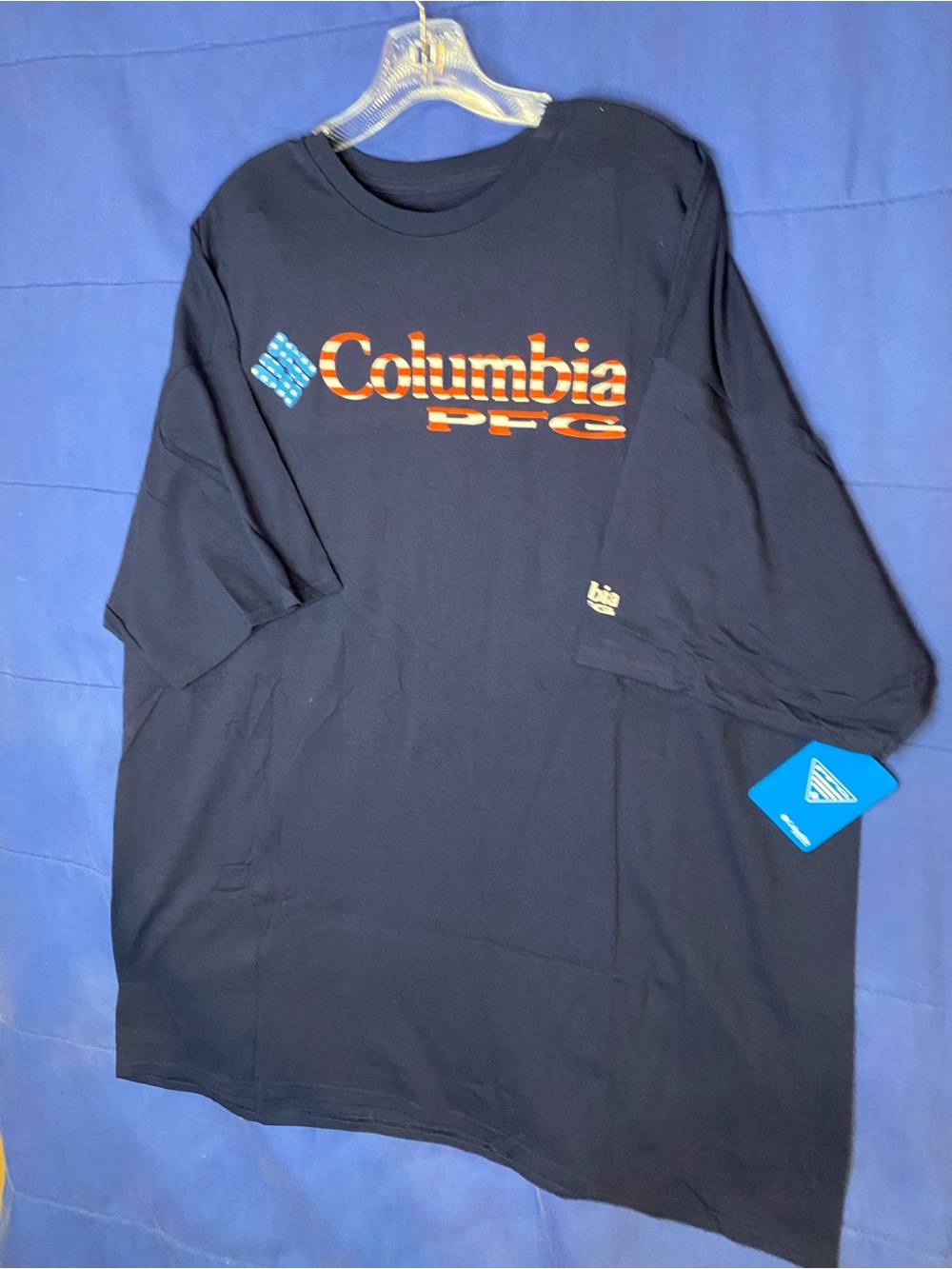 Columbia Black Short Sleeve PFG Logo Tee with Orange Accent